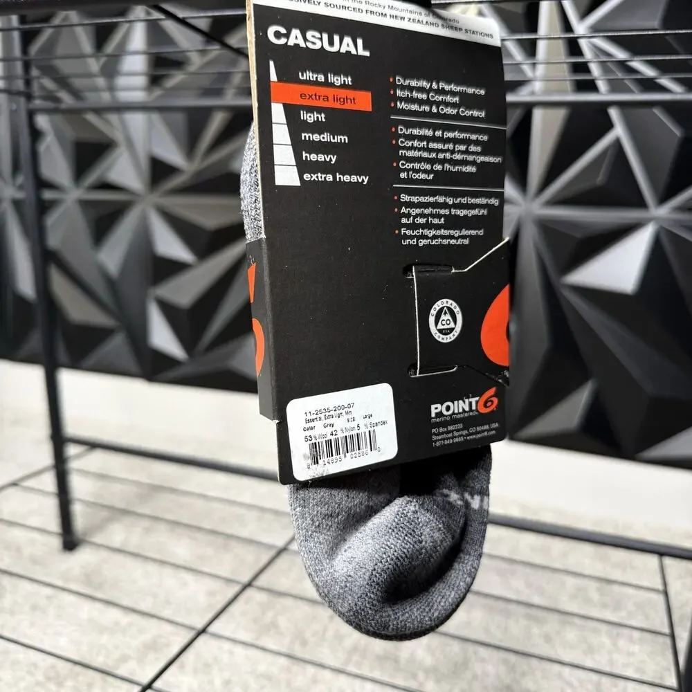 Point6 Merino Wool Socks Casual Extra Light Gray